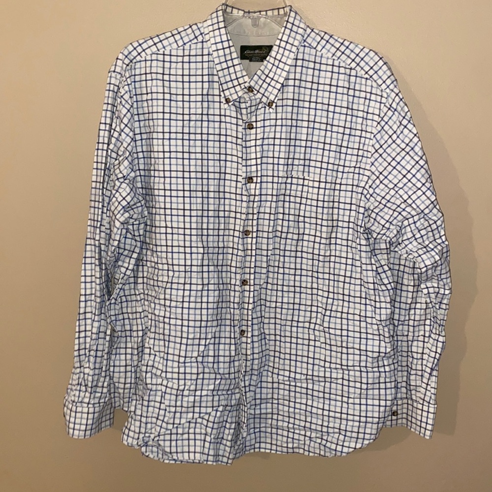White and Blue Eddie Bauer Button Down Shirt